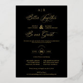 ラグジュアリーモダン2フォトコラージゴールデンお洒落 箔招待状 (裏面)