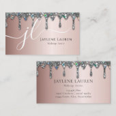 ラグジュアリーモノグラムシルバーグリッタードリップスライトマウヴ 名刺 (正面/裏面)