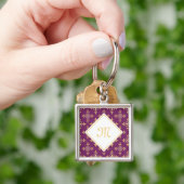 ラグジュアリーモノグラムパープル&金ゴールドクアトルフローラ キーホルダー (手)