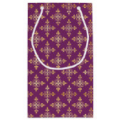 ラグジュアリーモノグラムパープル&金ゴールドクアトルフローラ スモールペーパーバッグ (裏面)