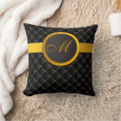 ラグジュアリーモノグラムブラックダイヤモンド表皮革 クッション (ブランケット)