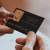 ラグジュアリーモノグラムブラック金ゴールドプロフェッショナル 名刺