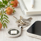 ラグジュアリーモノグラムブラック&金ゴールドクアトルフローラ キーホルダー (側面)