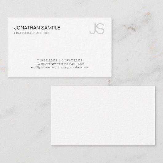 ラグジュアリーモノグラムプレーンモダンデザインエレガントトレンディー 名刺 (正面/裏面)