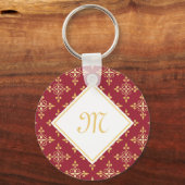 ラグジュアリーモノグラムレッド&金ゴールドクアトルフローラ キーホルダー (正面)