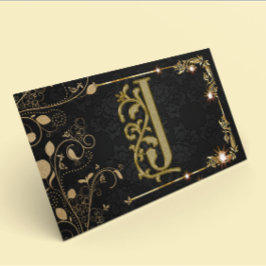 ラグジュアリーモノグラム金ゴールドブラックスパークル 名刺