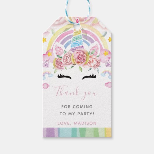 ラグジュアリーユニコーンマジカル誕生日 パーソナライズされた ギフトタグ (正面)