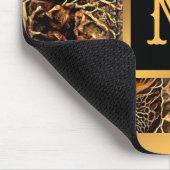 ラグジュアリーユニークウッド金ゴールドモノグラムの マウスパッド (コーナー)