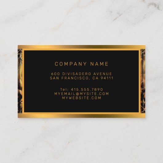 ラグジュアリーユニークウッド金ゴールド名刺 名刺 (裏面)