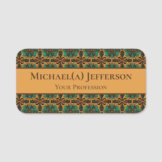 ラグジュアリーユニークバロックパタースタイリッシュンプロフェッショナル 名札 (正面)