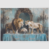 ラグジュアリーライオンカップルブルー結婚フローラズテーブル 薄葉紙 (正面)