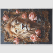 ラグジュアリーライオンポートレートピンクフローラフレ華美ーム 薄葉紙 (正面)