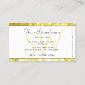 ラグジュアリーライトゴールデングリッタースターズイニシャルホワイト 名刺 (裏面)