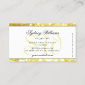 ラグジュアリーライトゴールデングリッタースターズモノグラムホワイト 名刺 (裏面)