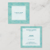 ラグジュアリーライトブルーとホワイトパーム葉のパターン スクエア名刺 (正面/裏面)