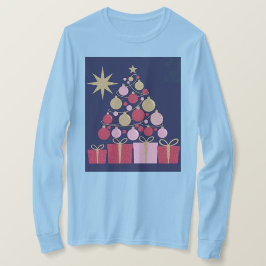 ラグジュアリーライトブルークリスマスTシャツ Tシャツ (デザイン正面)