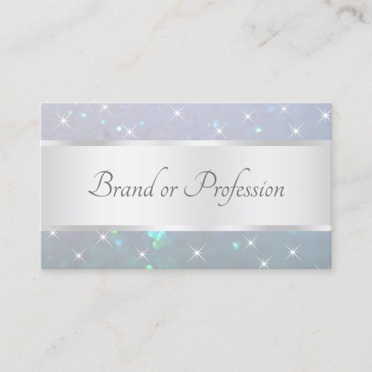 ラグジュアリーライトブルーパールグリッターとスパークルスターズ 名刺 (正面)