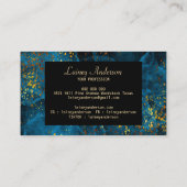 ラグジュアリーライトブルーブラックとフェイク金ゴールドフォイルグリッター 名刺 (裏面)