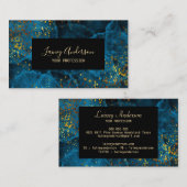 ラグジュアリーライトブルーブラックとフェイク金ゴールドフォイルグリッター 名刺 (正面/裏面)