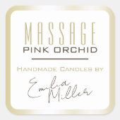 ラグジュアリーライト金ゴールドグラデーションシグネチャー文字キャンドル スクエアシール (正面)