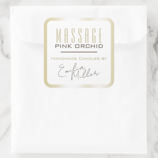 ラグジュアリーライト金ゴールドグラデーションシグネチャー文字キャンドル スクエアシール (バッグ)