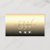 ラグジュアリーライト金ゴールドブラックきらめくジュエリーイニシャル 名刺 (正面)