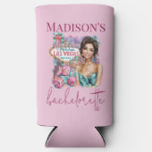 ラグジュアリーラスベガスバチェロレッテガールイラストレーション スリム缶クーラー (正面)