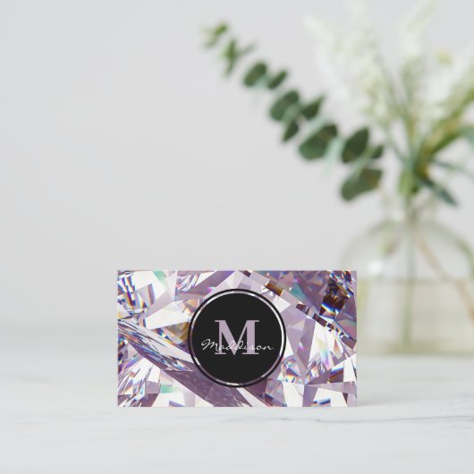 ラグジュアリーラベンダークリスタルジュエルジェムデザイン 名刺 (スタンド正面)