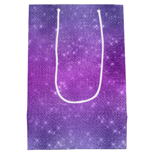 ラグジュアリーランジェリーブティックロゴパープルグリッターメディウ ミディアムペーパーバッグ (裏面)