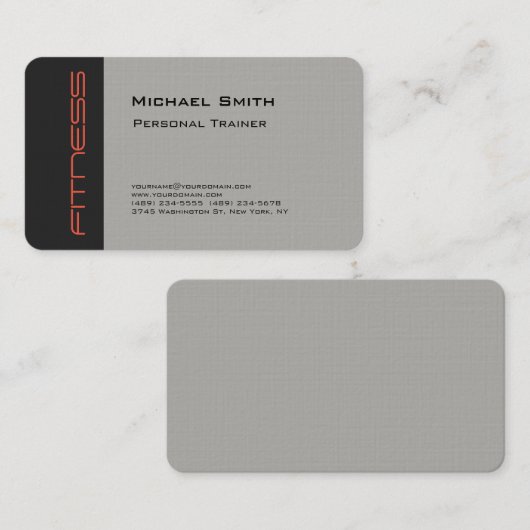 ラグジュアリーリネングレーパーソナルトレーナースポーツプレーン 名刺 (正面/裏面)