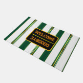 ラグジュアリーリネントレンディーグリーン金ゴールドテクスチャ ドアマット (アングル)