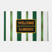 ラグジュアリーリネントレンディーグリーン金ゴールドテクスチャ ドアマット (正面)