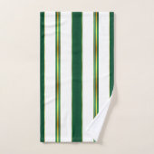 ラグジュアリーリネントレンディーグリーン金ゴールドテクスチャ バスタオルセット (ハンドタオル)