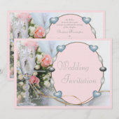 ラグジュアリーリネンブライド&グローム，ドーブ&グラスフローラ 招待状 (正面/裏面)