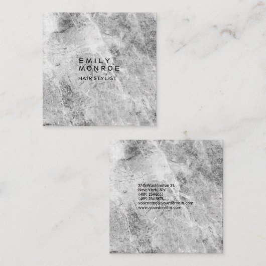 ラグジュアリーリネンプレイングレーウォールミニマモダンリスト スクエア名刺 (正面/裏面)