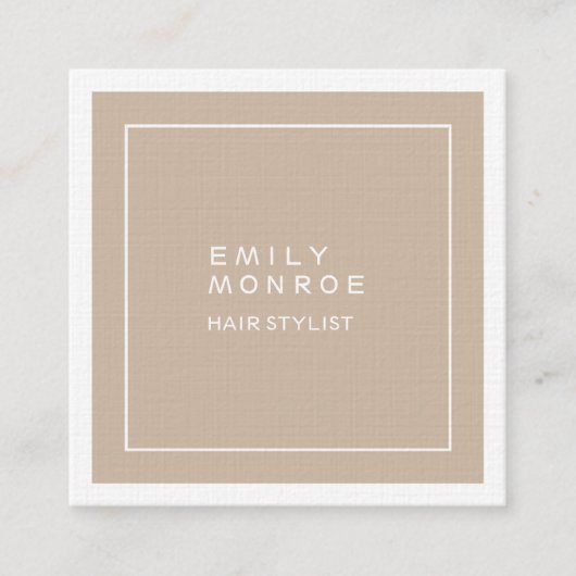 ラグジュアリーリネンプレインミニマモダンリスト スクエア名刺 (正面)