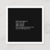 ラグジュアリーリネンプレーンブラック&ホワイトミニマモダンリスト スクエア名刺 (裏面)