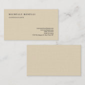 ラグジュアリーリネンベージュクラシカルプレーンプロフェッショナル 名刺 (正面/裏面)