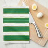 ラグジュアリーリネンモダングリーン金ゴールドテクスチャコレクション キッチンタオル (四つ折り)