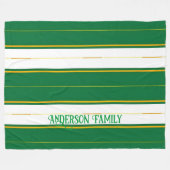 ラグジュアリーリネンモダングリーン金ゴールドテクスチャコレクション フリースブランケット (正面(横))