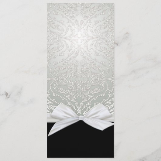 ラグジュアリーリボンシルバー/ブラックダマスクウェディングメニュー メニュー (裏面)