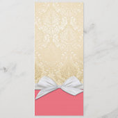 ラグジュアリーリボンピンク金ゴールドダマスク結婚式メニュー メニュー (裏面)