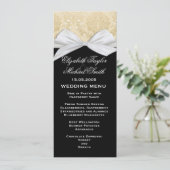 ラグジュアリーリボンブラック金ゴールドダマスク結婚式メニュー メニュー (スタンド正面)