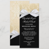 ラグジュアリーリボンブラック金ゴールドダマスク結婚式メニュー メニュー (正面/裏面)