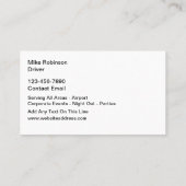 ラグジュアリーリムタクシー運転手 名刺 (裏面)