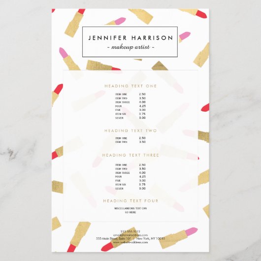 ラグジュアリーリムリップスティック模様メイクアップアーティスト チラシ (正面)