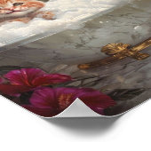 ラグジュアリーリラックスな大理石の風呂に入ったかわいいタビー猫 ポスター (角)