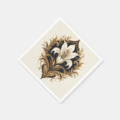 ラグジュアリーリリーデザイン黄金の装飾品 スタンダードカクテルナプキン (角)
