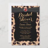 ラグジュアリールビージェムズヒョウ印刷ブライダルシャワー 招待状 (正面)