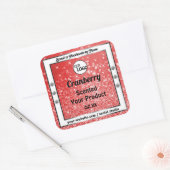 ラグジュアリールビーレッドスパークルグリッター製品ラベルロゴ スクエアシール (封筒)